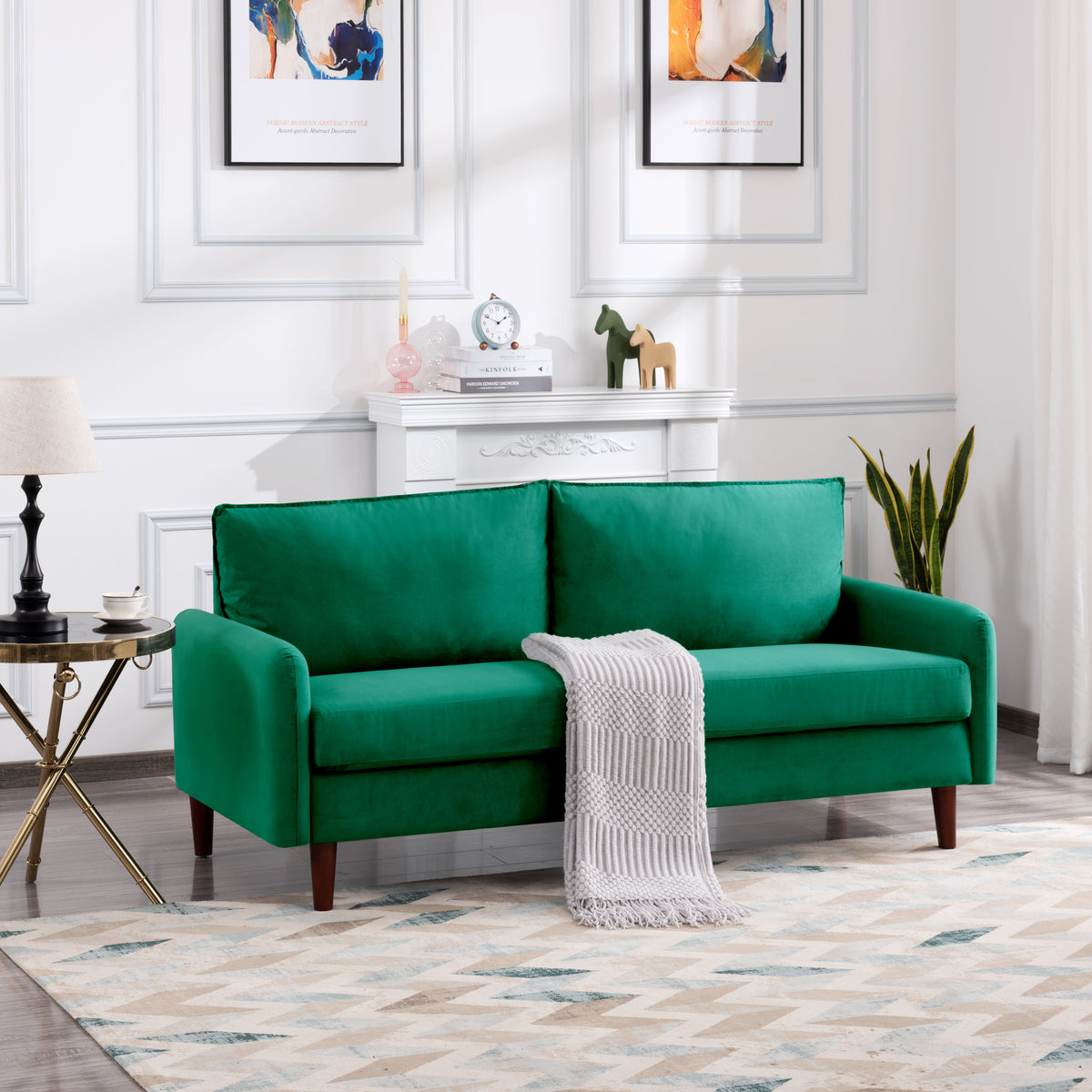 Green Upholstered Loveseat Sofa V326