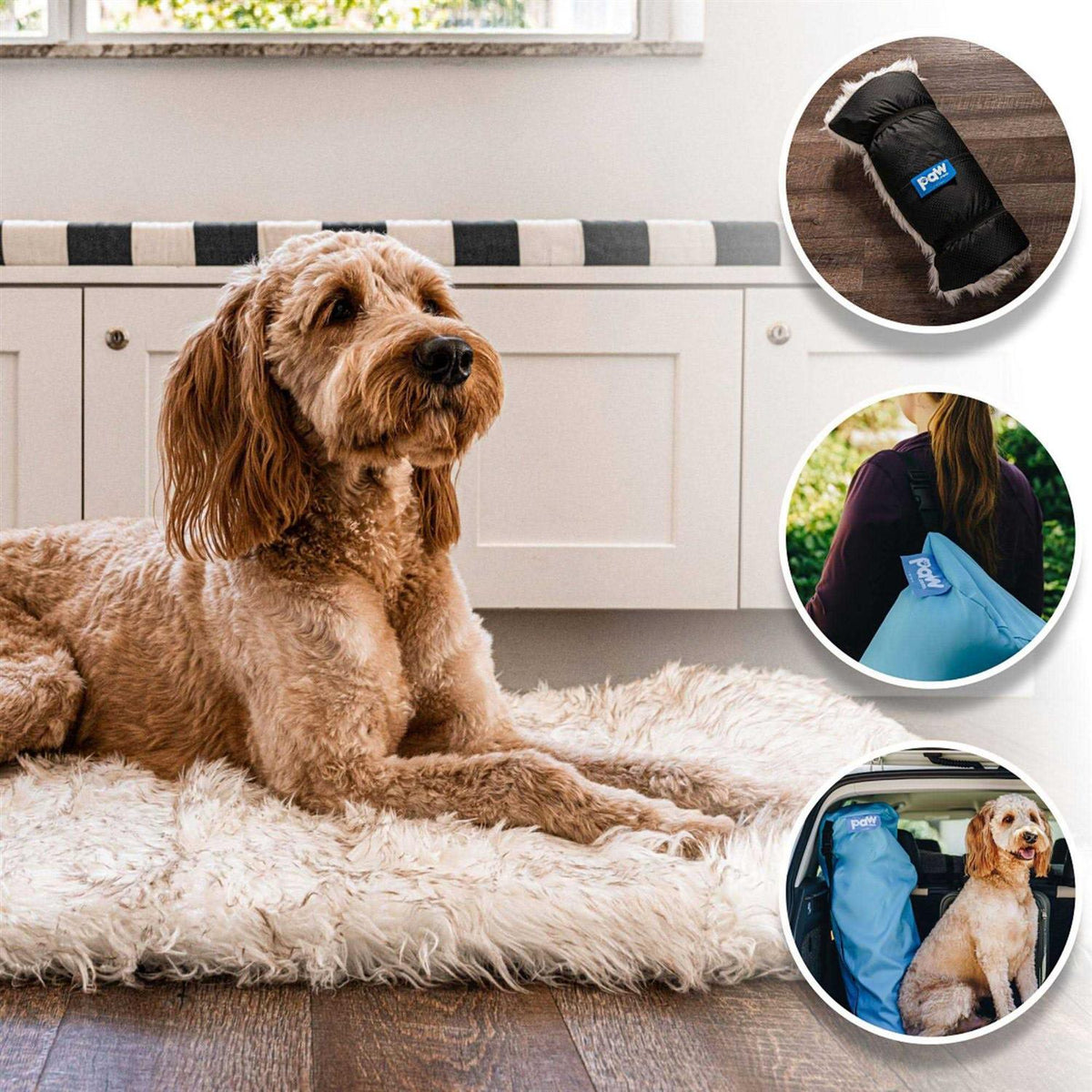 White Portable Orthopedic Dog Bed V75491