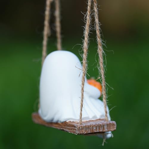 White Resin Pumpkin Swing with Rope Hook Y4940