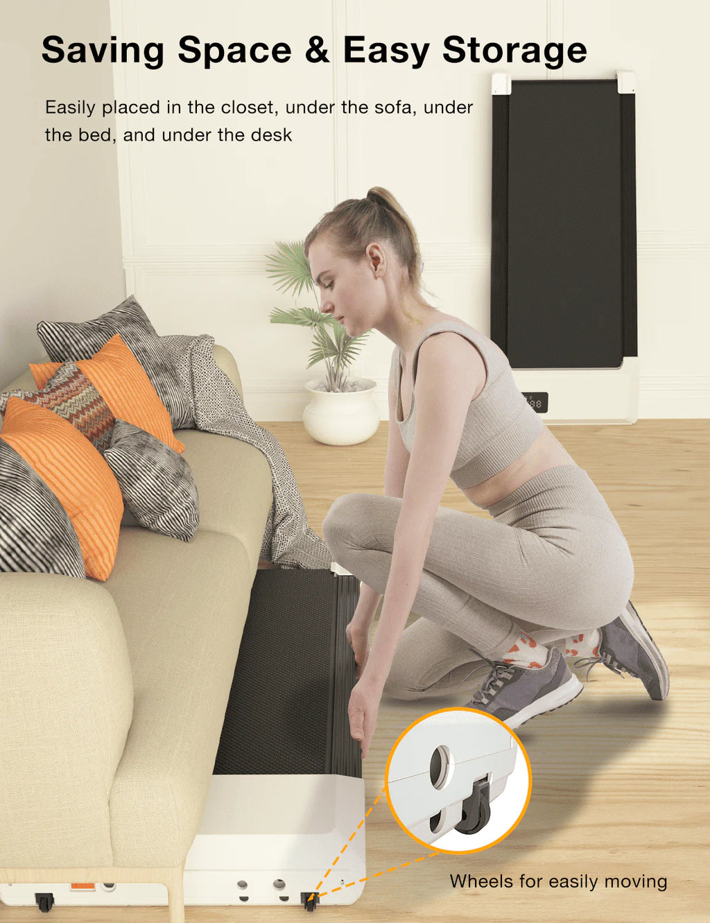 2 in 1 Under Desk Treadmill with Remote Control and LED Display U488277