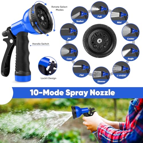 Stainless Steel 25 ft Garden Hose with 10 Function Nozzle L9365