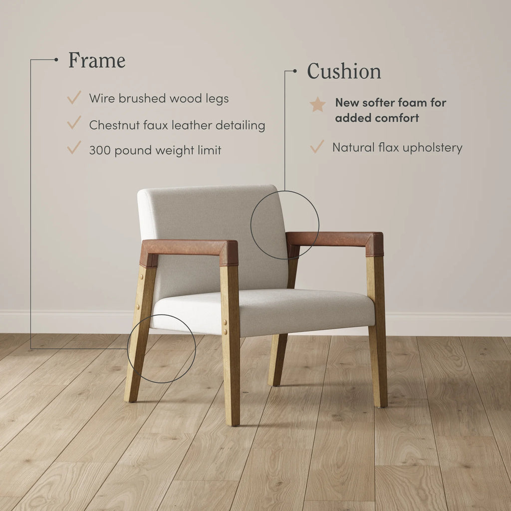 Natural Flax Upholstered Accent Chair with Arms N151914
