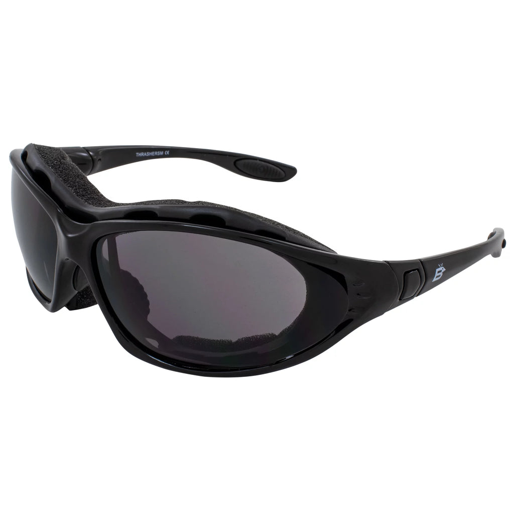 2 Pairs Padded Motorcycle Glasses Convertible to Goggles Shatterproof UV400 Black I85376