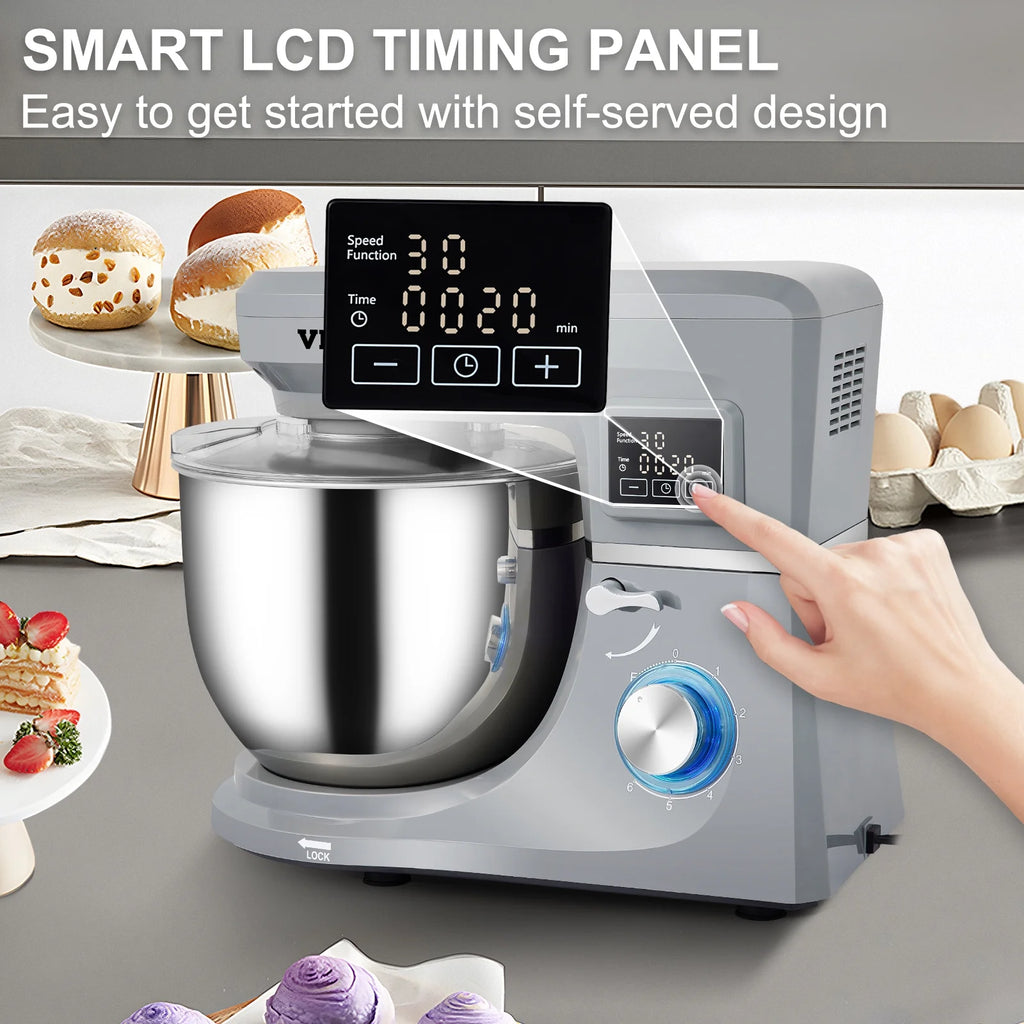 Stand Mixer 7.4Qt Electric Dough Mixer with 6 Speeds LCD Screen 660W L304