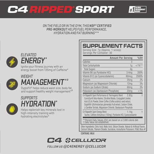 Sugar Free Pre Workout Powder Fat Burner, 30 Servings G475951