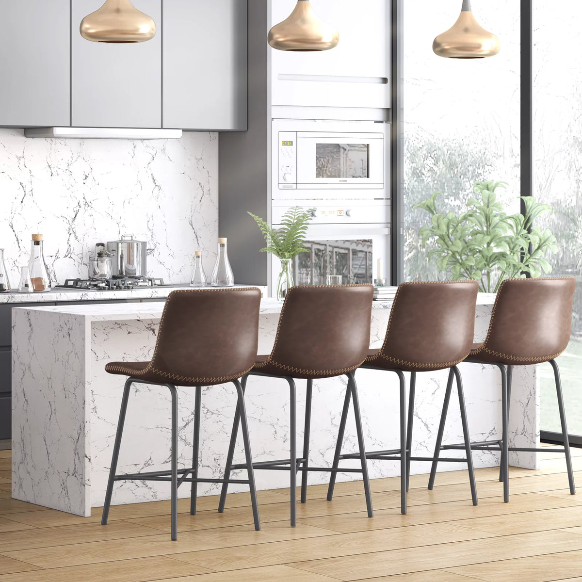 Set of 4 Bar Stools with Back and Footrest L20427