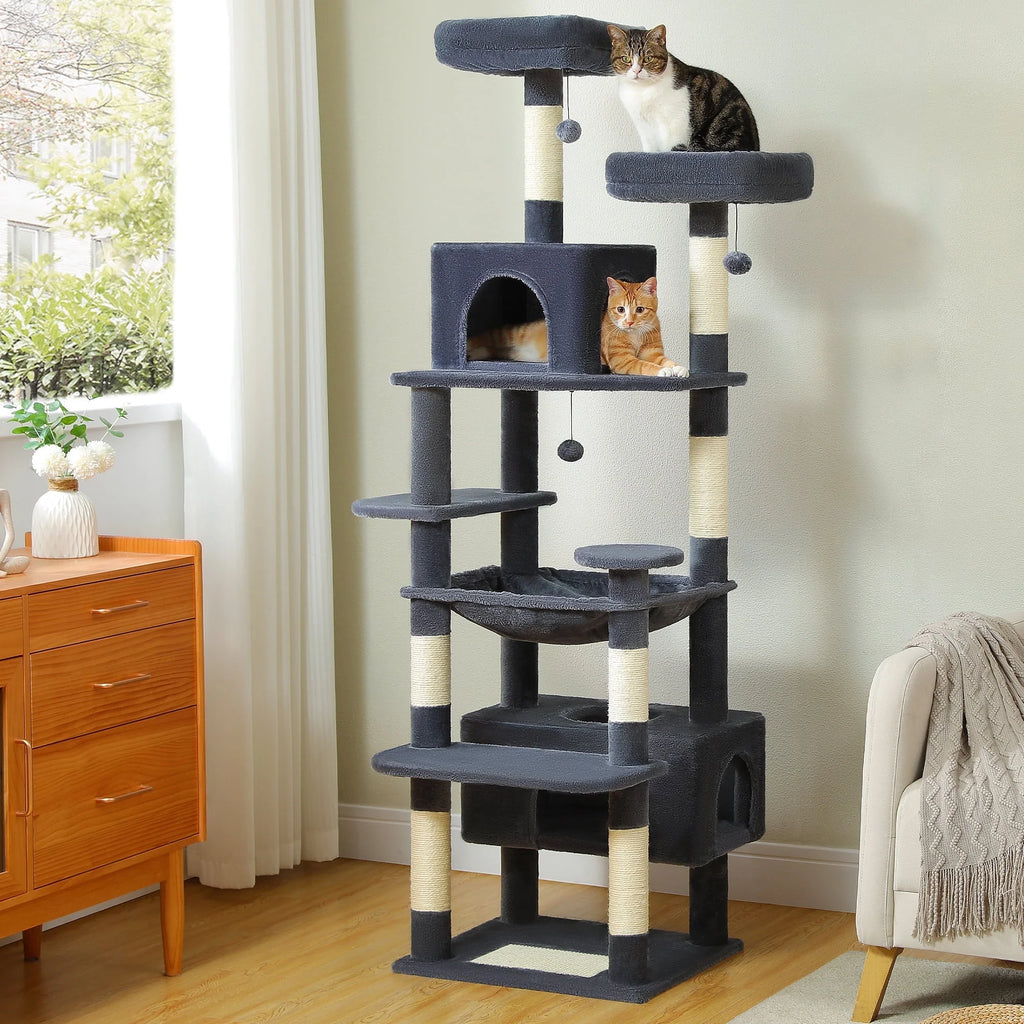 Gray Multi Level Cat Tree with 7 Scratching Posts G187