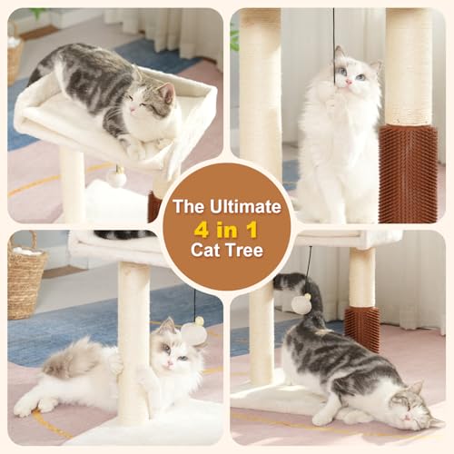 Large Grey Cat Tree Tower with Scratching Post T365361