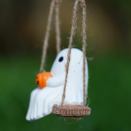 White Resin Pumpkin Swing with Rope Hook Y4940