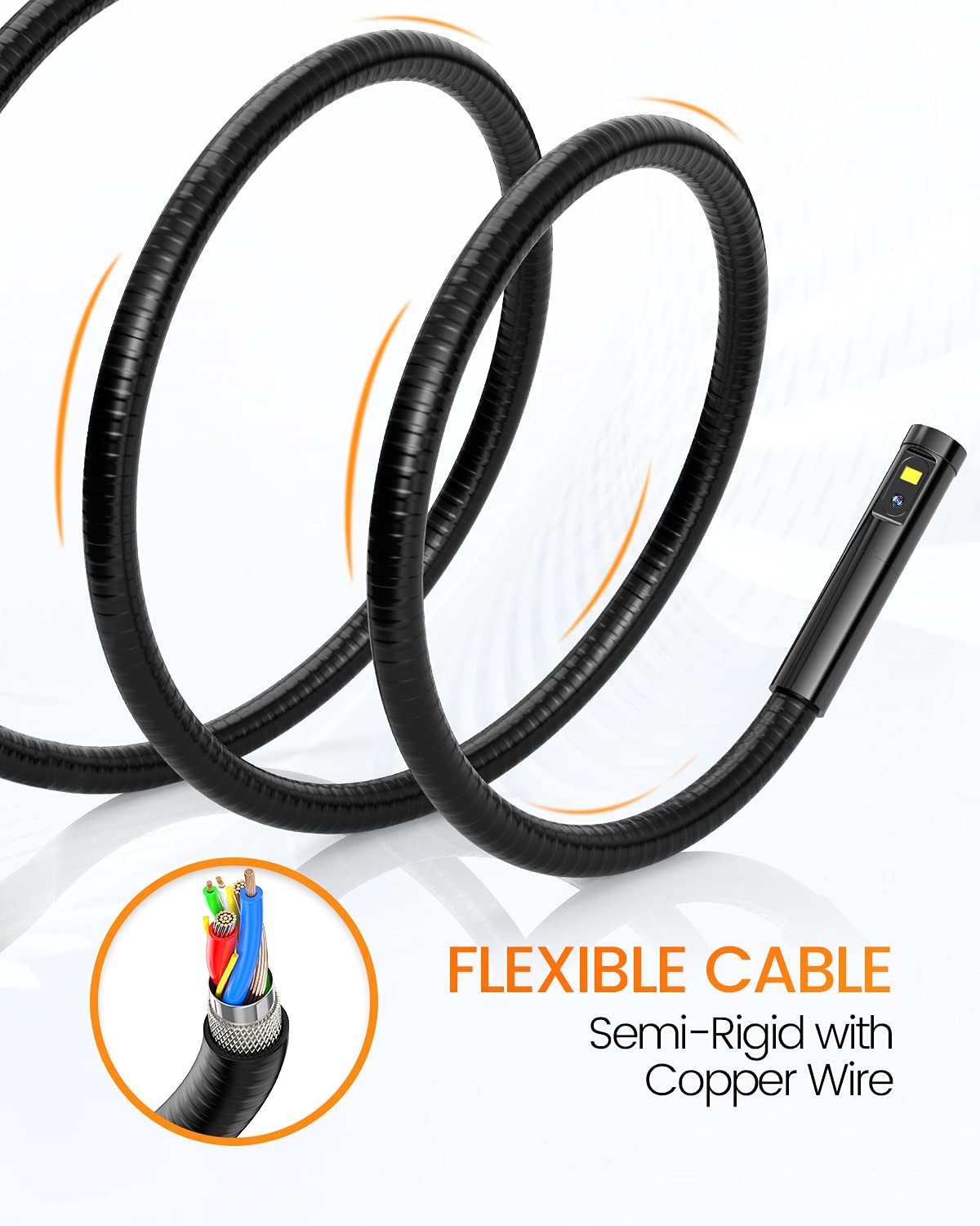Dual Lens Inspection Camera with 5 IPS Screen, 16.4ft Flexible Probe, 1080p B4586
