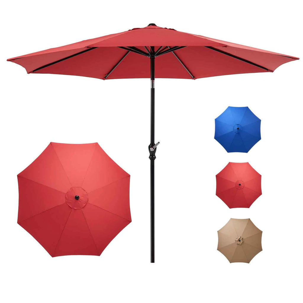 9-Ft Outdoor Patio Umbrella with Push Button Tilt and Crank W684