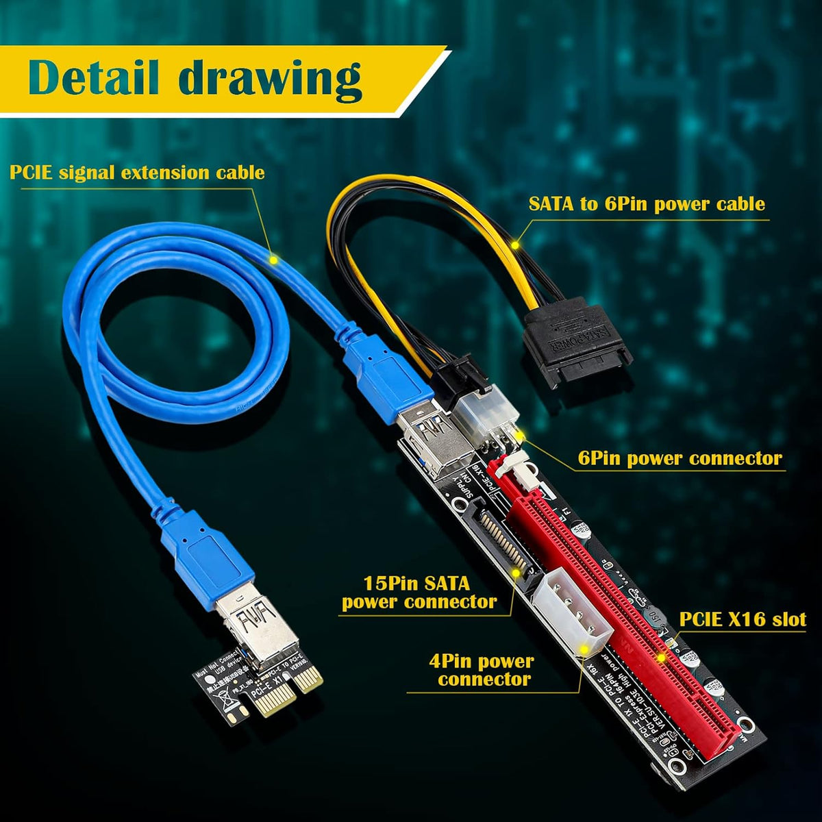 PCIE Riser Card Adapter Set Pack of 2 T662805