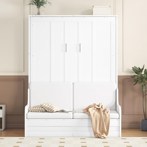 Queen Size Grey Murphy Bed with Sofa and Cushion A29860