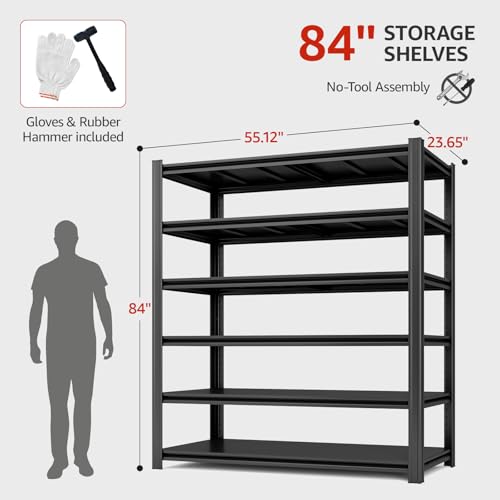 5 Tier Adjustable Heavy Duty Metal Shelving Unit, Black L176
