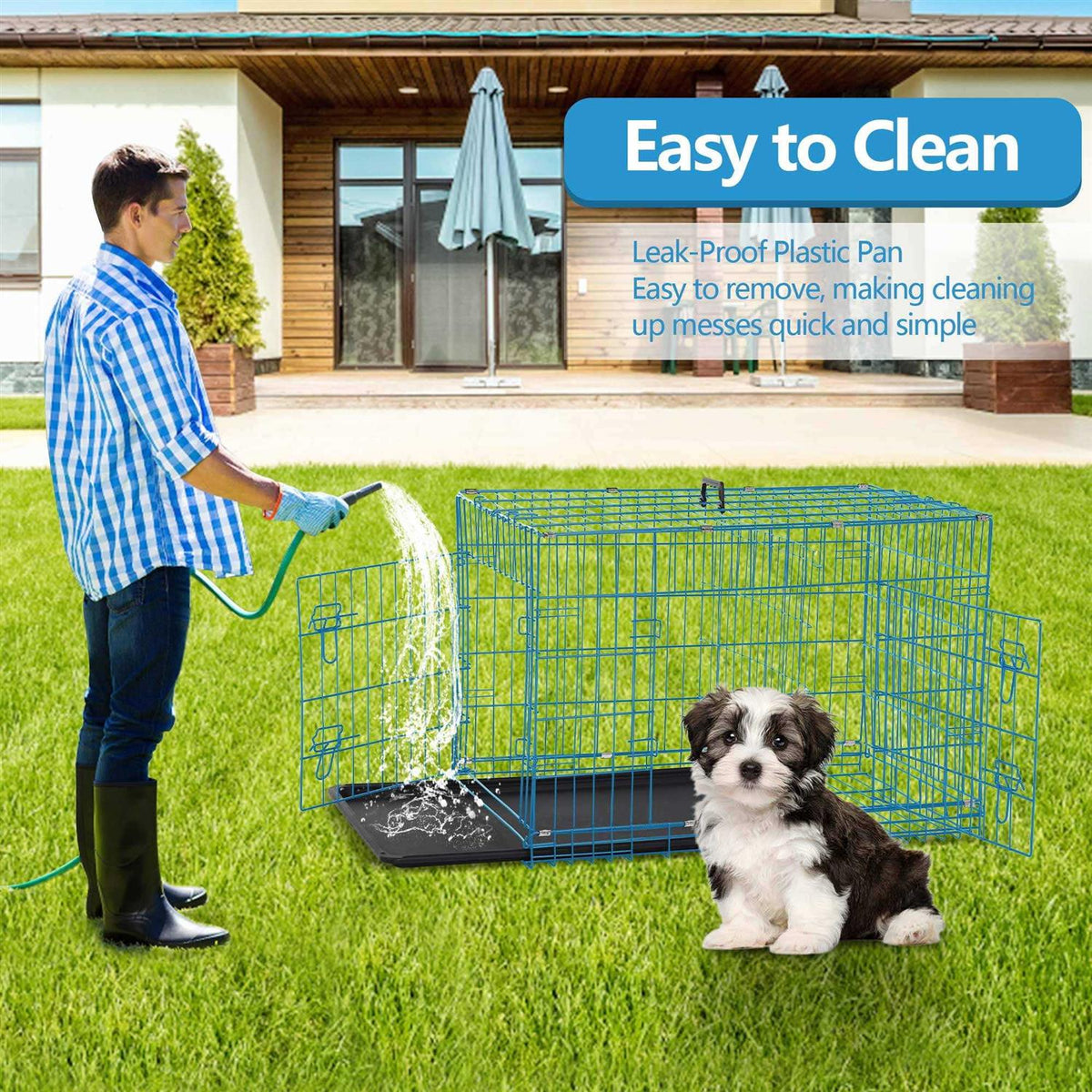 Folding Dog Cage Double Door C804