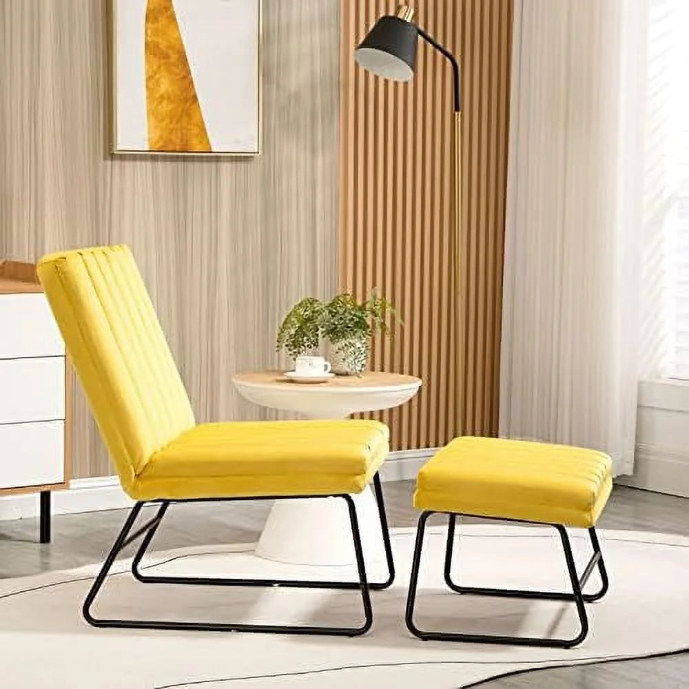 Adjustable Faux Velvet Accent Chair with Ottoman F24682