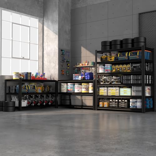 5 Tier Adjustable Heavy Duty Metal Shelving Unit, Black L176