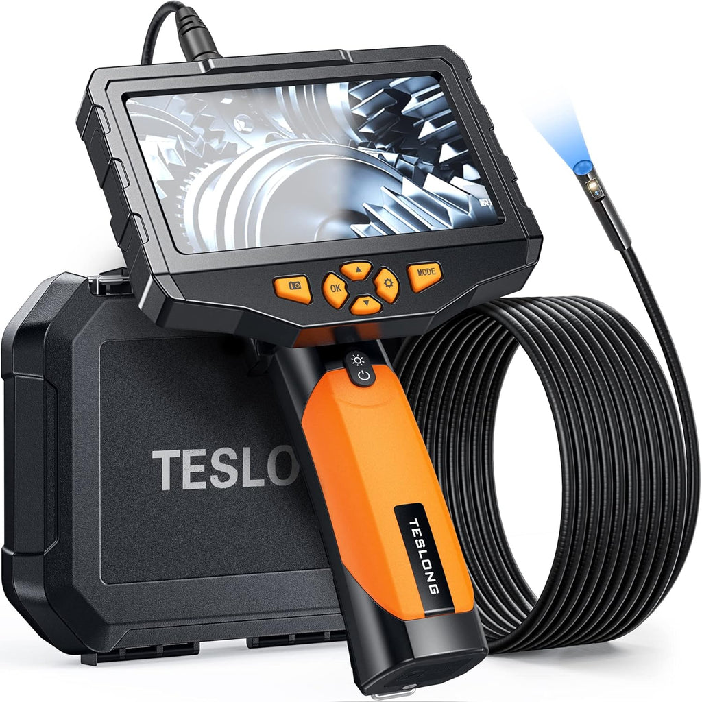 Dual Lens Inspection Camera with 5 IPS Screen, 16.4ft Flexible Probe, 1080p B4586