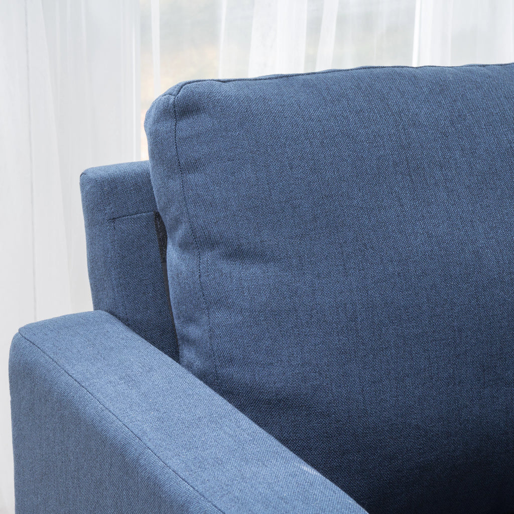 7 Piece Dark Blue Fabric Sectional Couch P9276