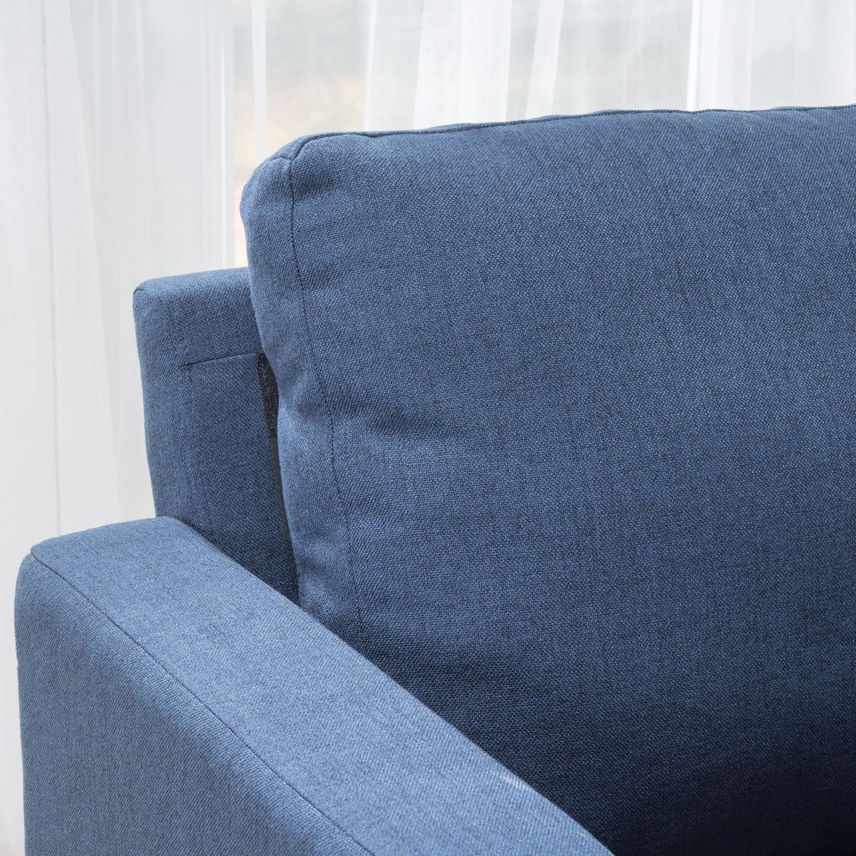 7 Piece Dark Blue Fabric Sectional Couch P9276