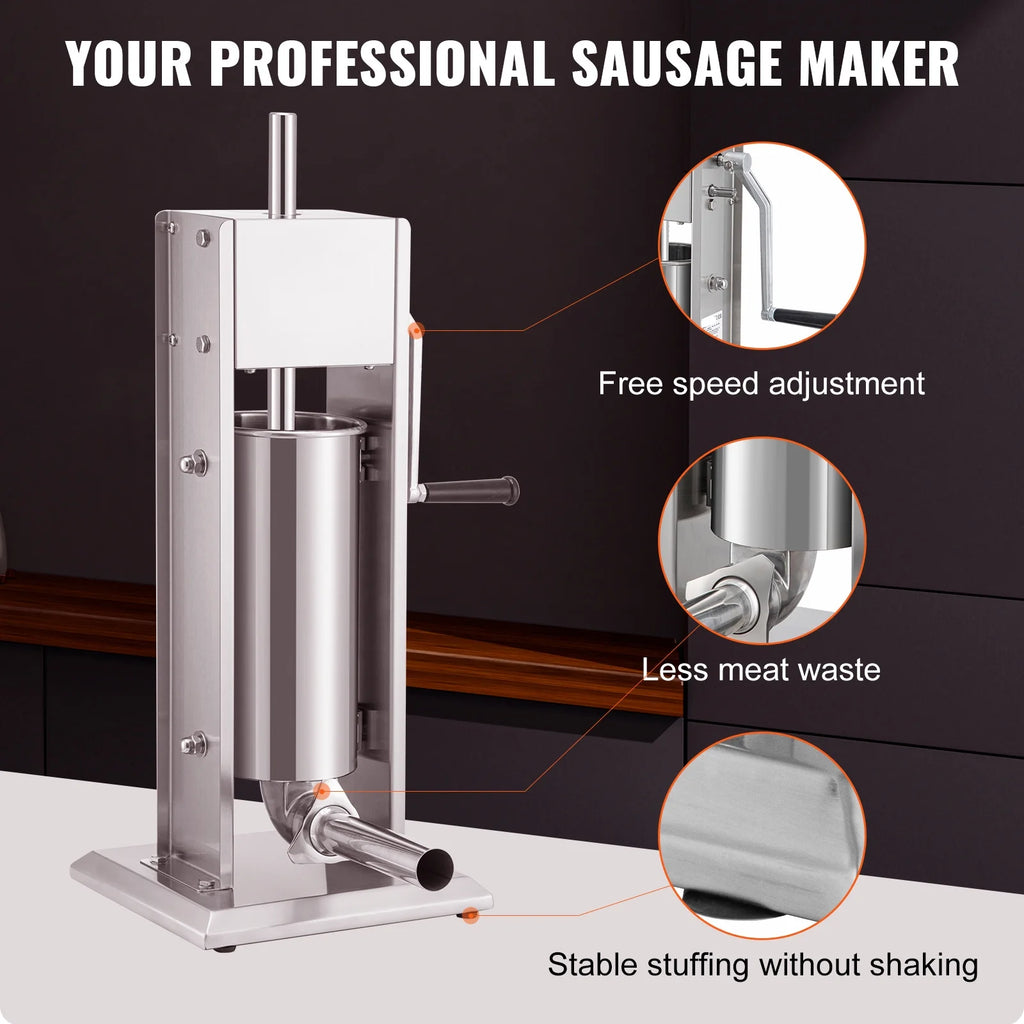8lbs 5L Stainless Steel Sausage Stuffer A754