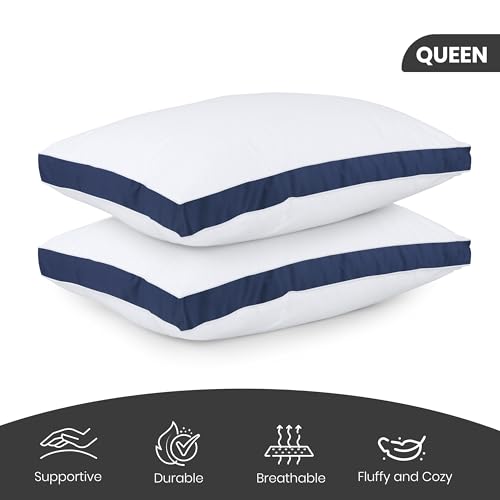 King Size White Set of 2 Gusseted Bed Pillows H103