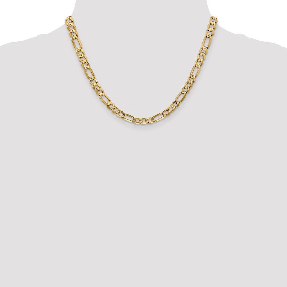 14kt Yellow Gold 6mm Open Figaro Chain 18 inch Lobster Clasp B681010