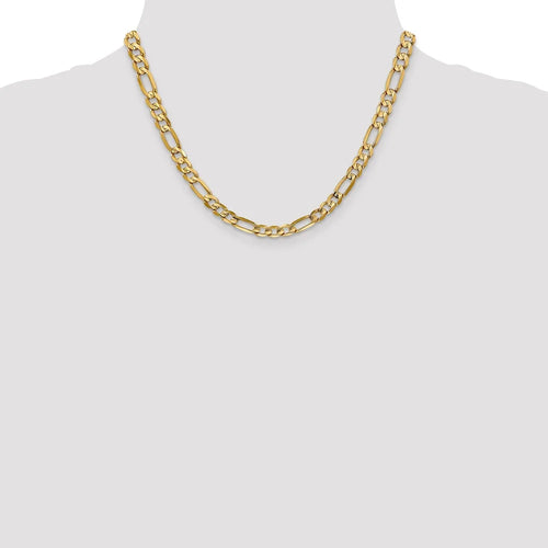 14kt Yellow Gold 6mm Open Figaro Chain 18 inch Lobster Clasp B681010