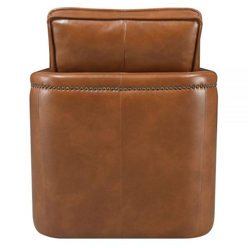 Brown Faux Leather Swivel Accent Chair C993