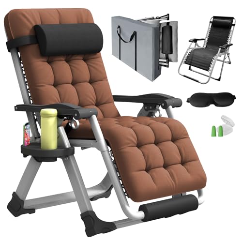 Oversized Padded Reclining Zero Gravity Chair with Cup Holder M1521