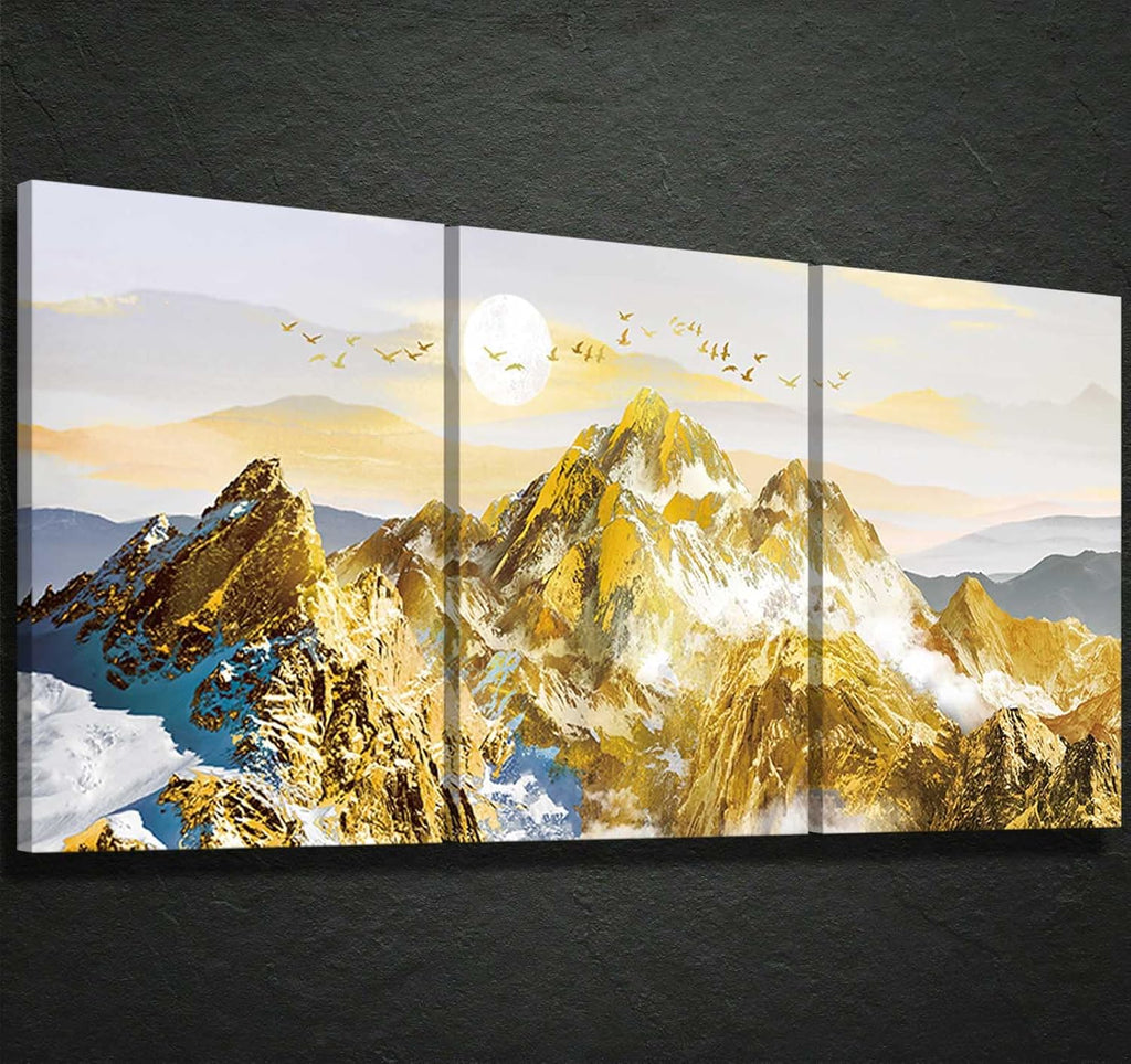 Gold Grey 3 Panel Canvas Wall Art A84086