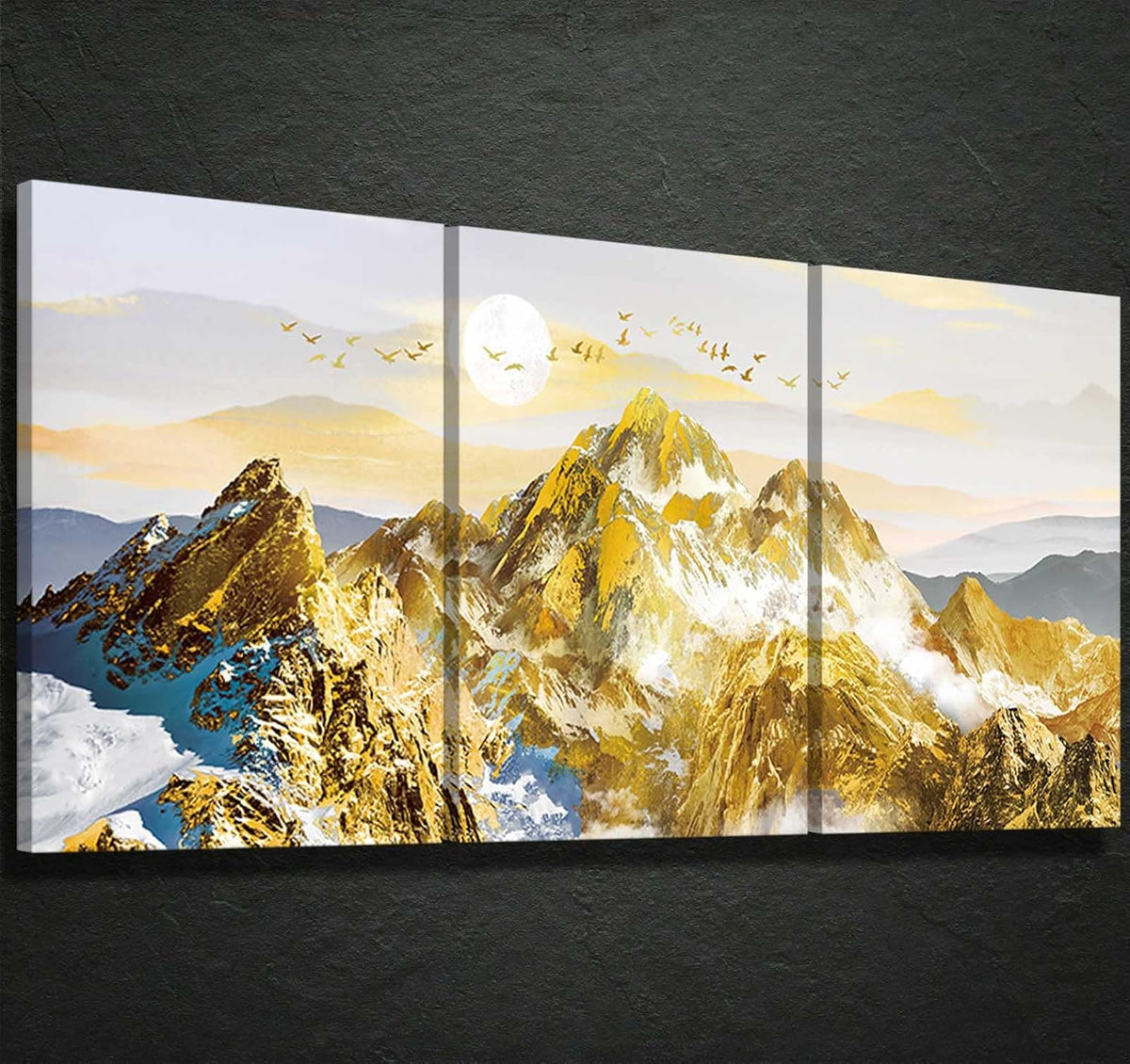 Gold Grey 3 Panel Canvas Wall Art A84086