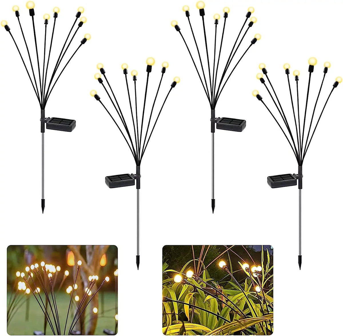 4 Pack 8 LED Solar Powered Waterproof Decorative Garden Lights O584918