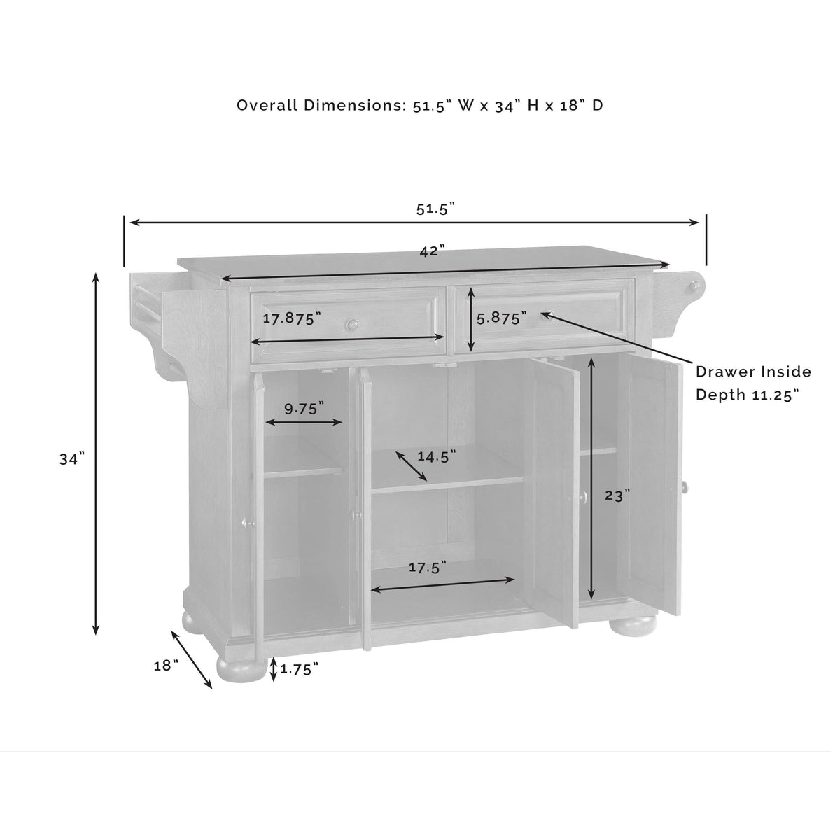 Cherry Granite Top Kitchen Island X483