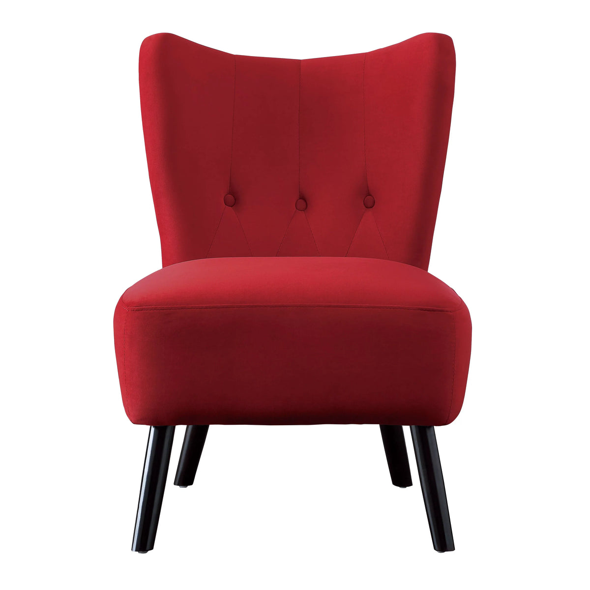 Red Button-Tufted Accent Chair with Wood Legs L585