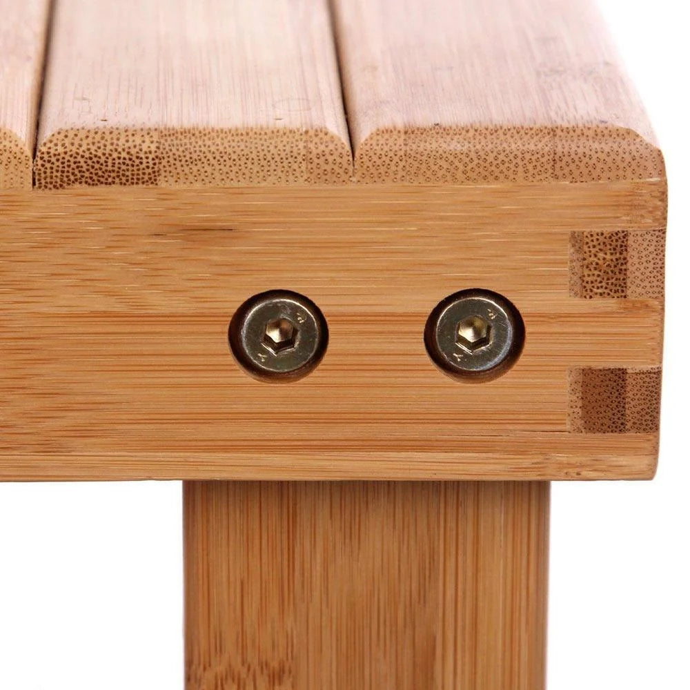 Natural Bamboo Entryway Storage Bench with 3-Tier Shoe Shelf P7244