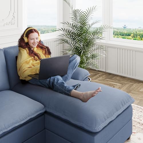 Blue U-Shaped Sectional Sofa with Double Chaise Q7626