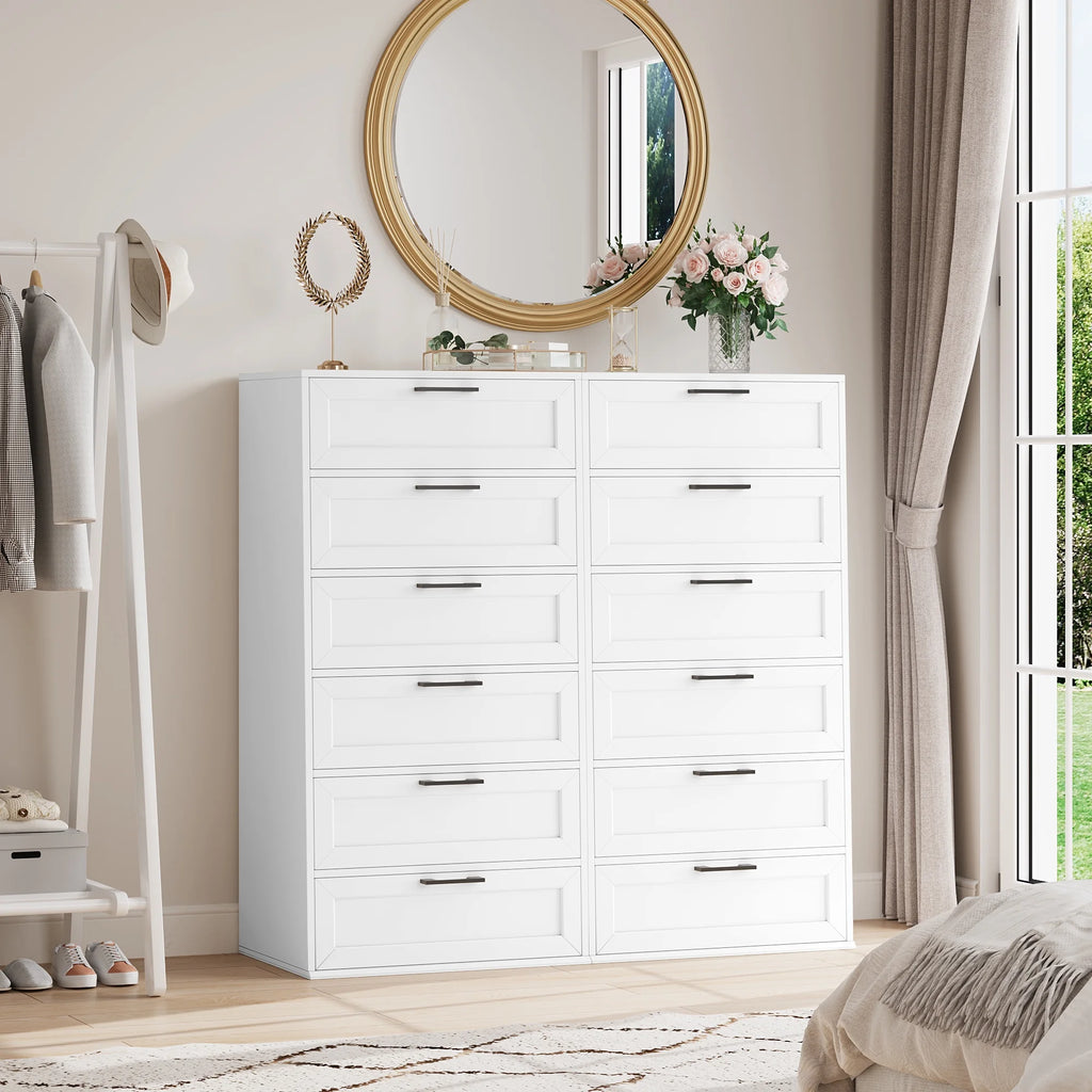 White 6 Drawer Tall Dresser K9530