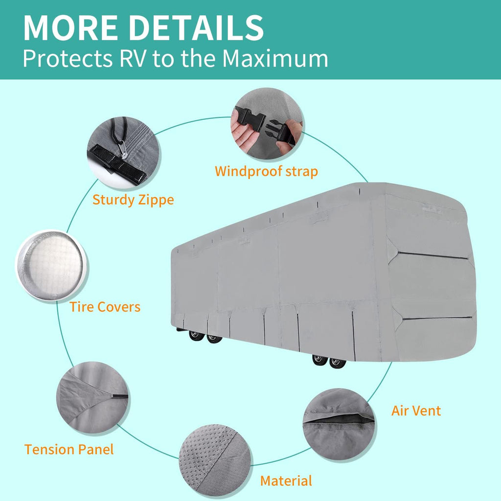 RV Cover, Extra-Thick 4 Layers Anti-UV Top Panel, Fits 33'- 37' Motorhome X2736