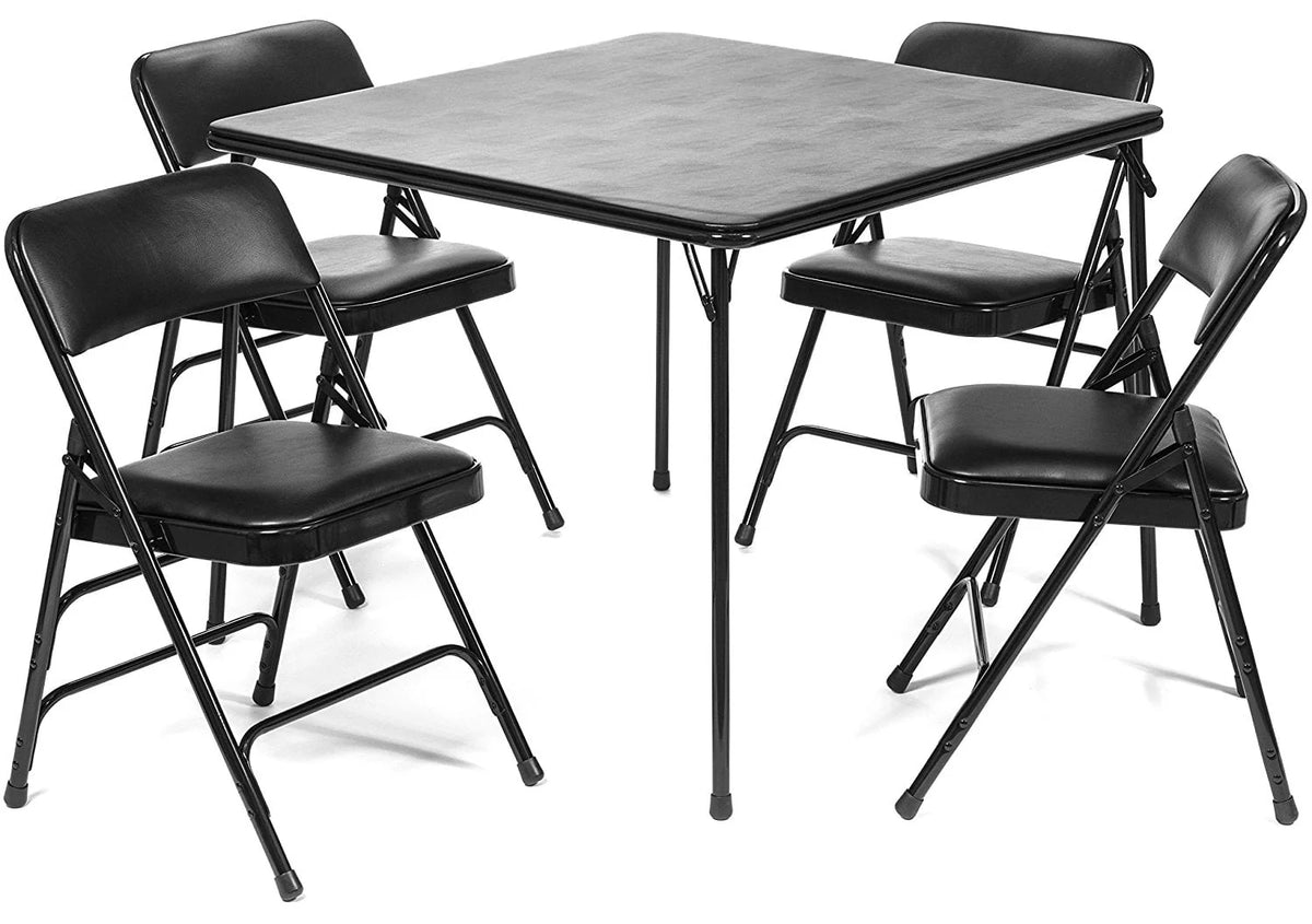 5pc Folding Card Table and Chair Set Black U946