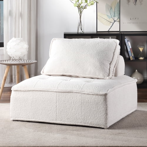 White Lambskin Sherpa Oversized Armless Accent Chair P31850
