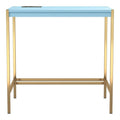 Aruba Blue and Gold Wood Writing Desk with USB Port C7098