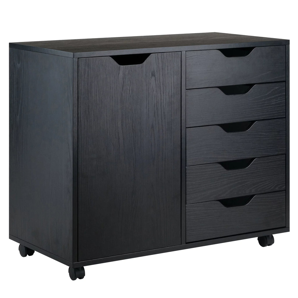 Black Rectangular Cabinet with Multi-Drawer B793397