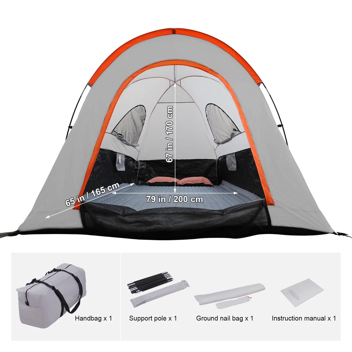 Waterproof Pickup Truck Bed Tent with Rainfly Carry Bag V44135