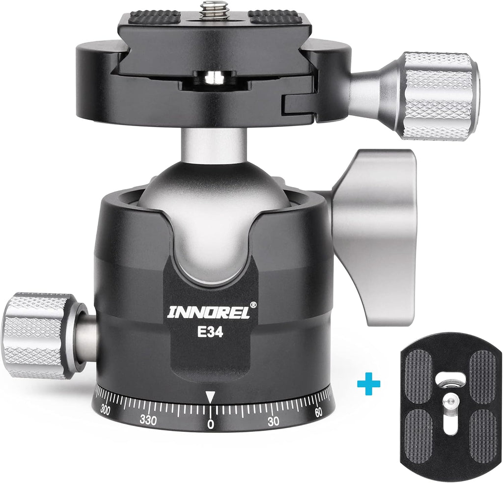 Low Profile CNC Metal Camera Tripod Ballhead with 1/4 Arca Swiss Quick Release Plate, Max Load 16kg, Pack of 2 V6390