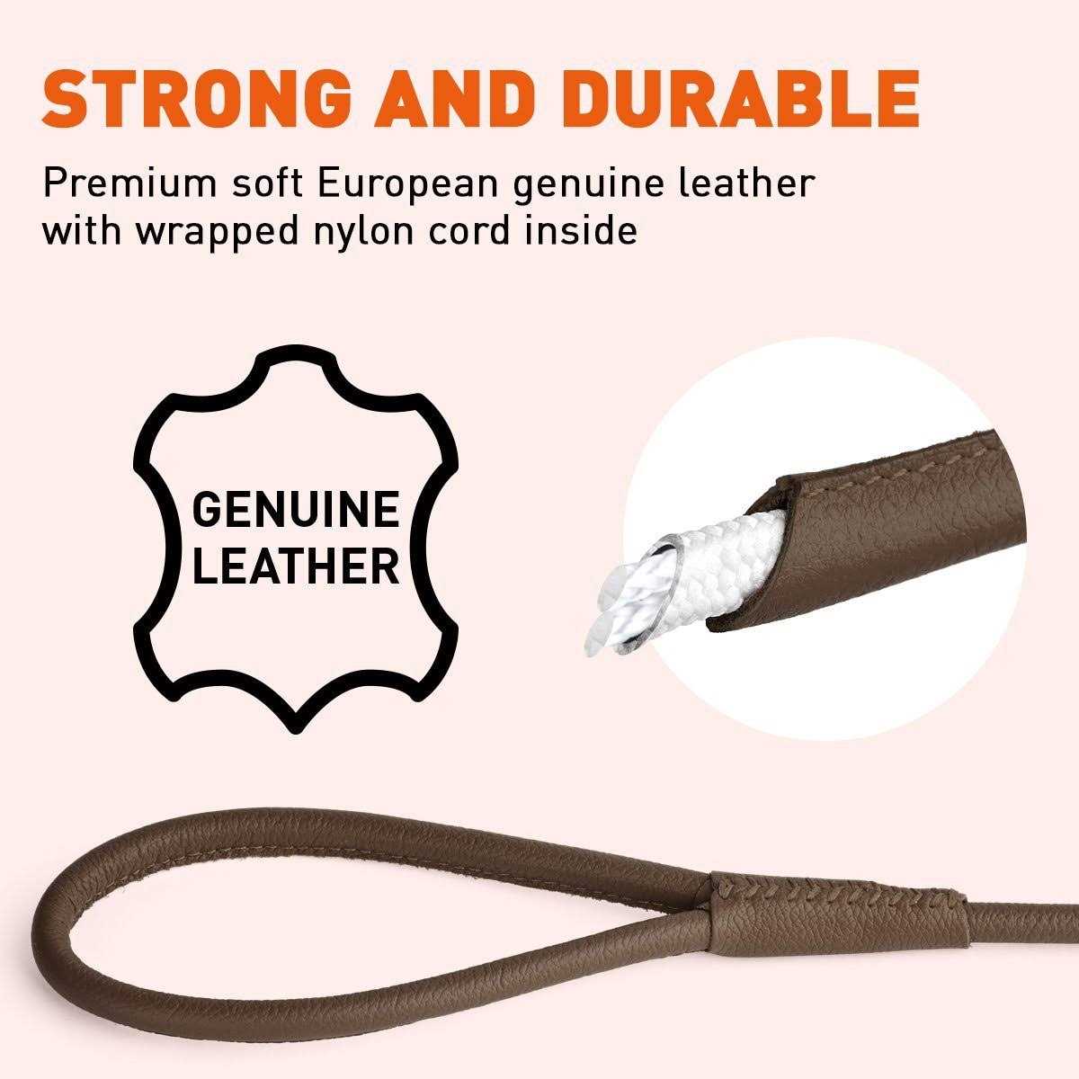 Soft Leather Round Leash D949