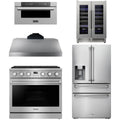 36 Gas Range, Range Hood, Refrigerator, Microwave and Wine Cooler T371
