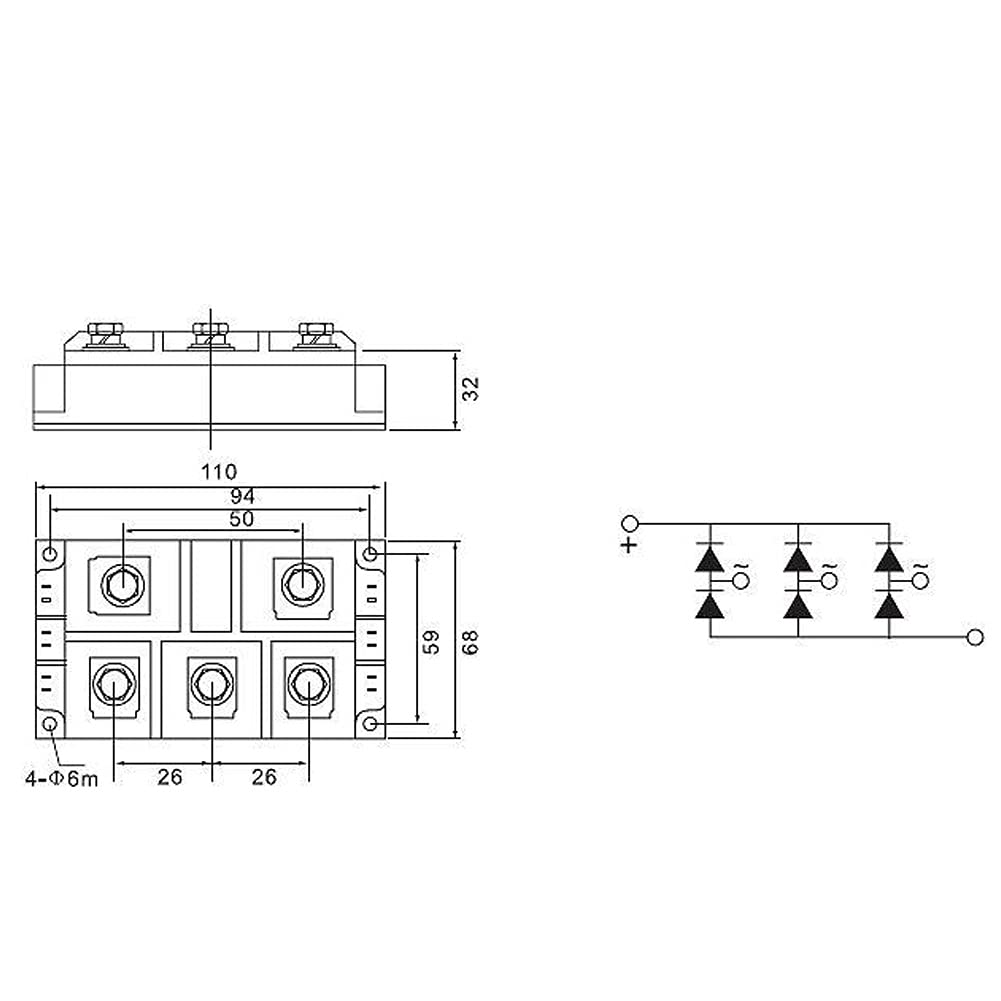300A 1600V Three Phase Rectifier Bridge Pack of 2 T512341