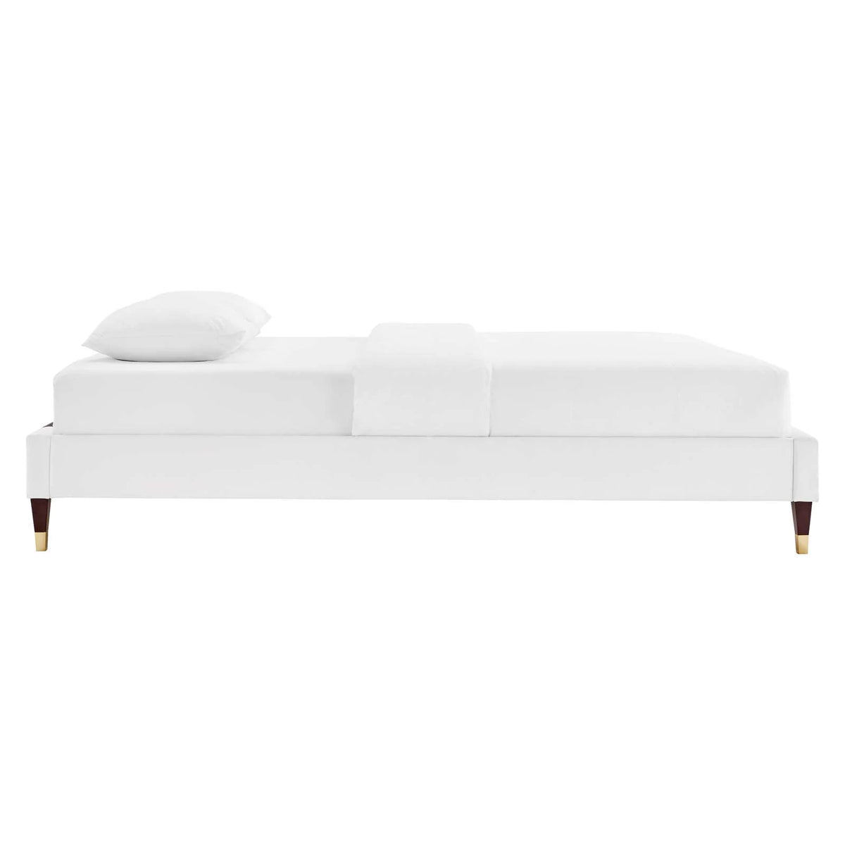 Queen Performance Velvet Platform Bed Frame in White T544166