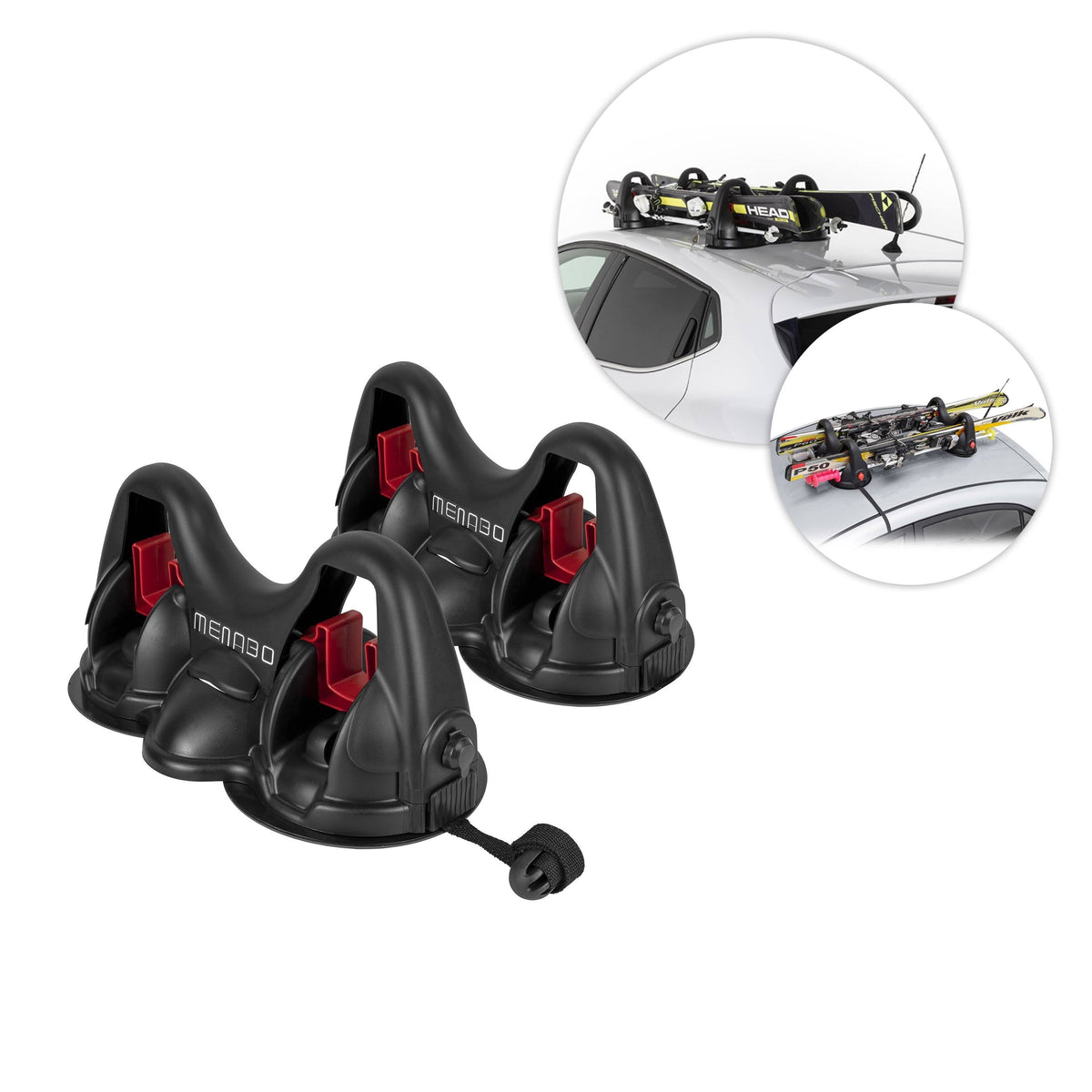 Magnetic Ski Snowboard Roof Rack Car Carrier Black and Red H551